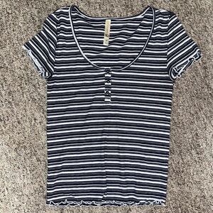 Navy Blue Striped Tee Shirt